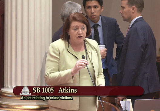 Senator Atkins speaking regarding SB 1005