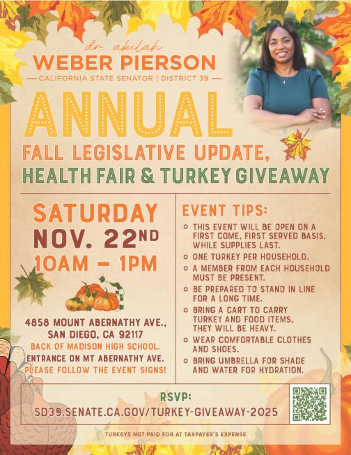 Annual Turkey Giveaway Senator Weber Pierson Graphic
