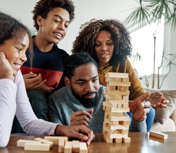 Family Playing jenga