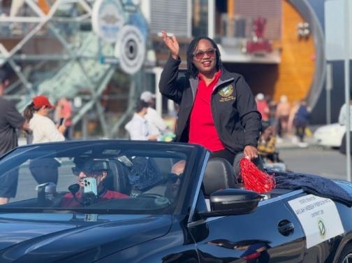 Senator Weber Pierson on car at annual San Diego Dr. Martin Luther King Jr. Parade
