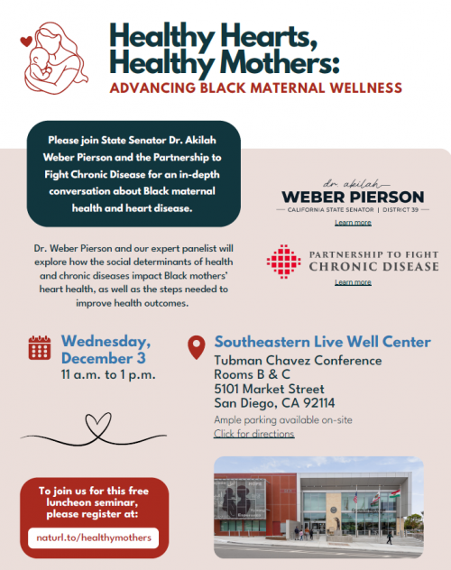 Image of mother holding baby. Healthy Hearts Healthy Mothers Text